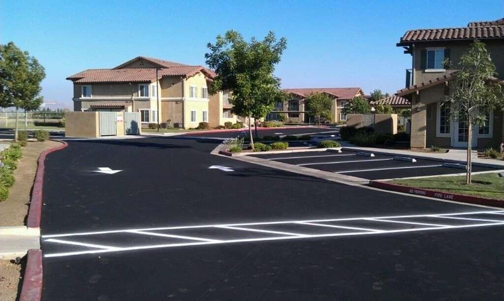 Crisp white stalls at an apartment community.